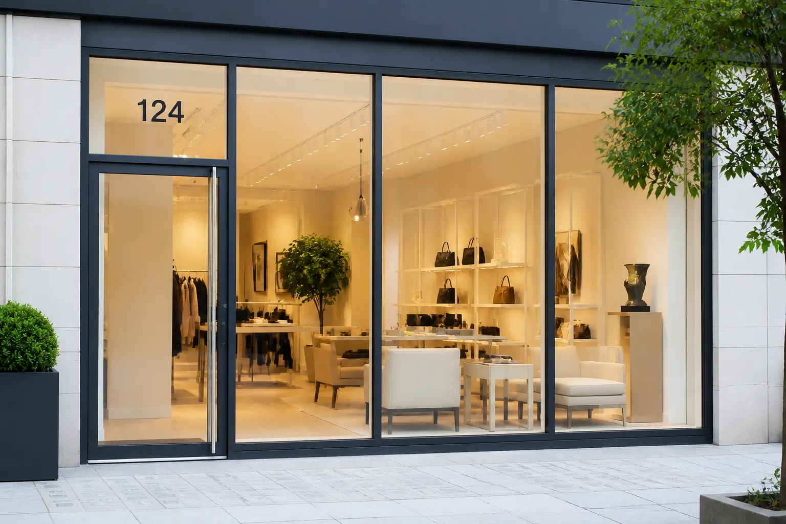 Stylish boutique with aluminium shop front and modern retail storefront design