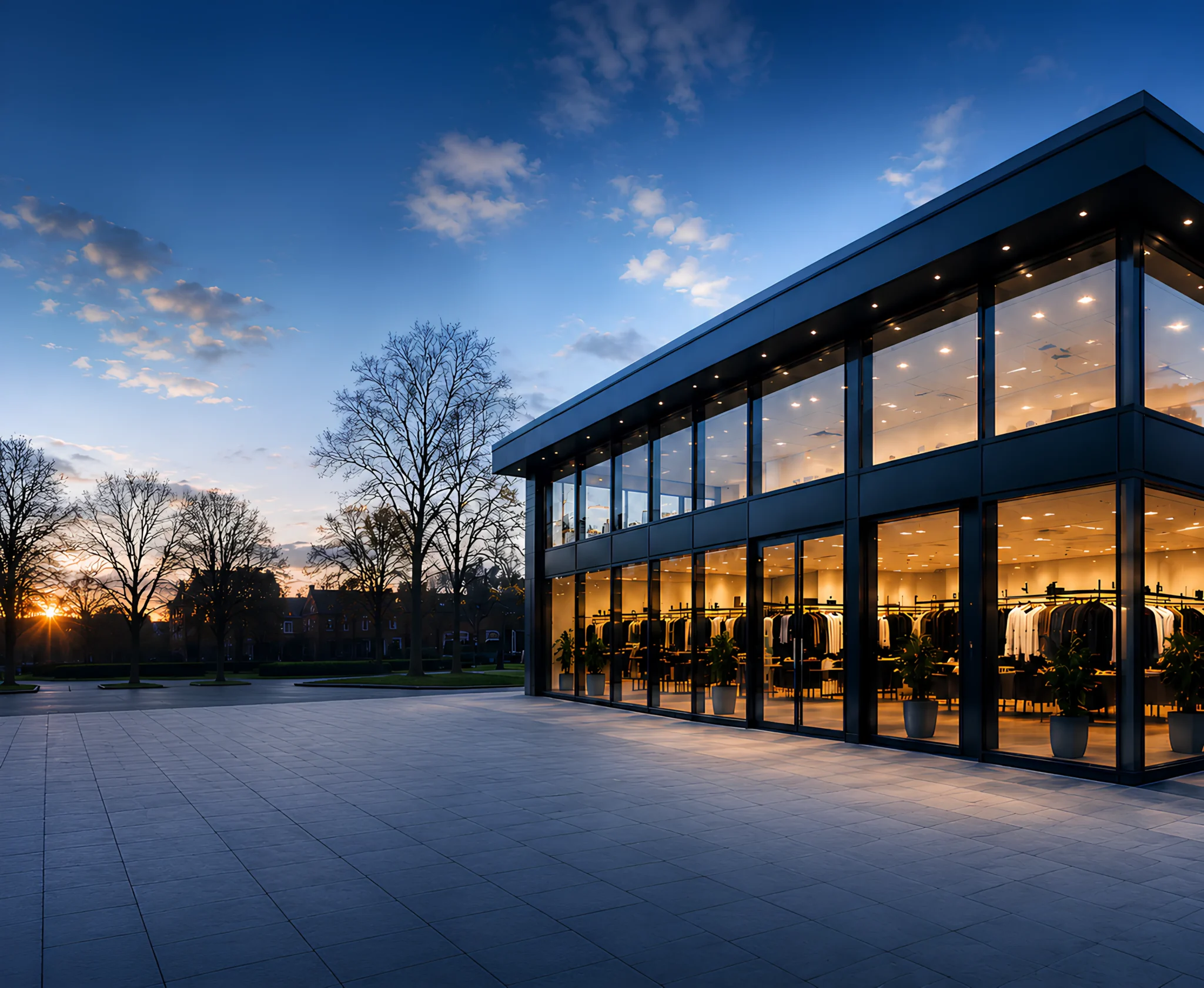 Commercial aluminium and glass shopfront with modern glazing by R Shopfitters