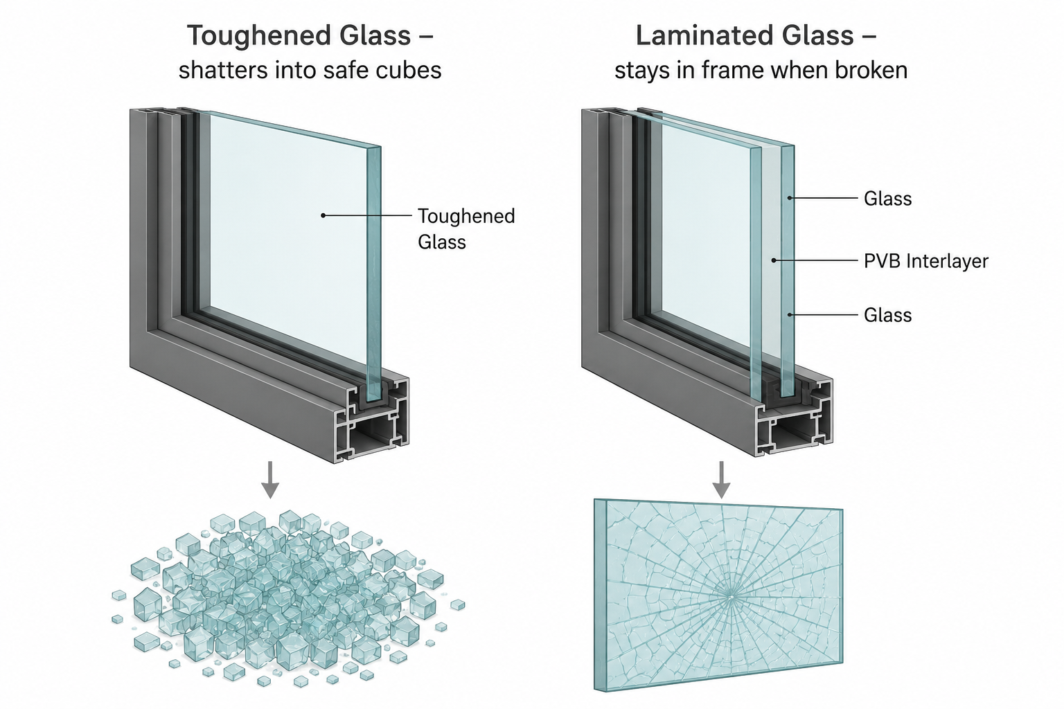 toughened glass vs laminated glass cross section diagram laminated glass interlayer diagram uk